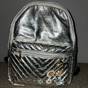 Olivia Miller Silver Backpack Purse